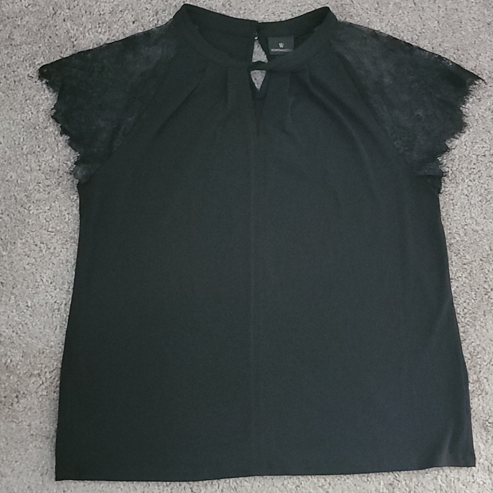 Worthington Keyhole Neck Lace Sleeve blouse - Picture 4 of 9